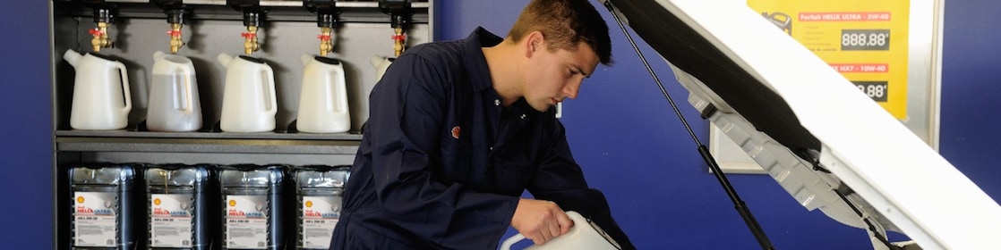 Le bar à huile Shell EcoPack en atelier 
