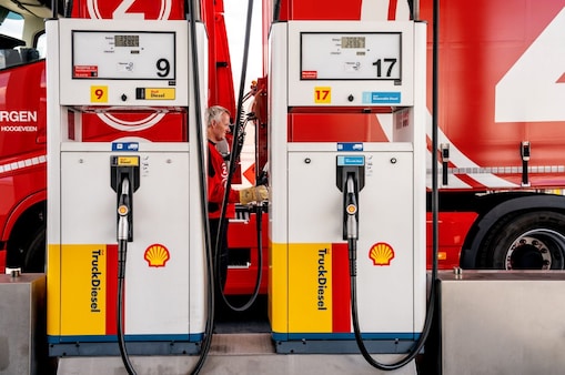 Truck Behind the Shell Diesel and Renewable Diesel Stand