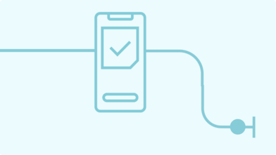 Smartphone avec icône de coche