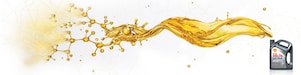 Pack de Shell Helix Ultra avec l'huile s'écoulant de la partie supérieure ouverte