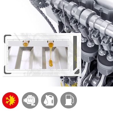 Illustration de l’écoulement plus rapide de Shell Helix Ultra par rapport à une huile minérale 